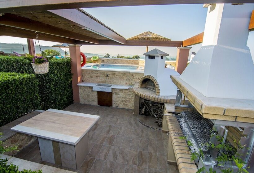 Cretan Vineyard Hill Villa Private Pool, Panoramic View, Beautiful Vineyard