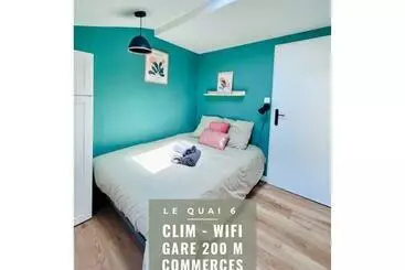 アパートホテル Le Quai 6   Studio Neuf Calme Lumineux   Clim   Wifi   Gare à 200m