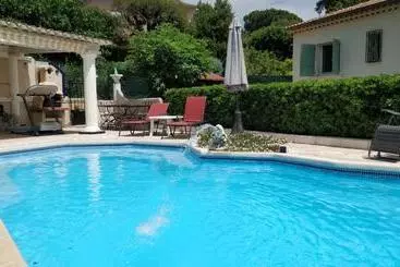 Pension  Villa Plein Sud à 900m Du Centre De Cavalaire Sur Mer   Chambre Climatisée   Piscine   Spa  Calme Et