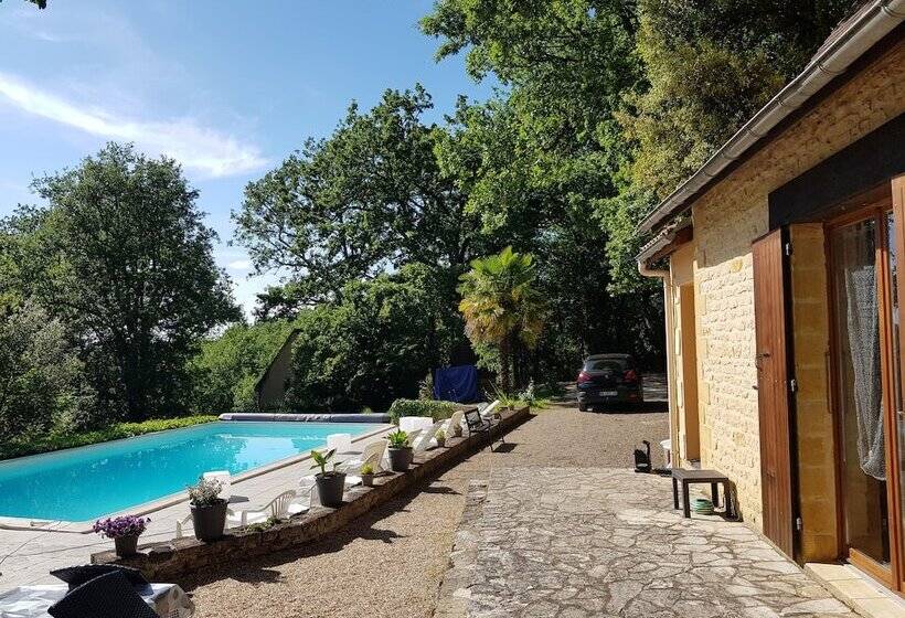 민박 Gîte Le Nieudegat Chambre Et Table D Hôte Piscine Climatisation Proche De Sarlat Au Coeur De La Natu