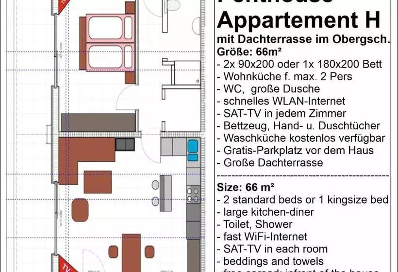 Appartementhaus Am Kornfeld   10 Apartments, 40 Betten, Raucher Balkon, Waschraum