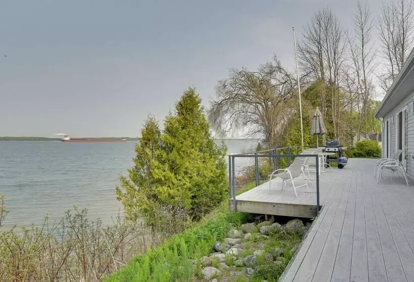 Lakefront De Tour Village Home W/ Deck & Fire Pit!