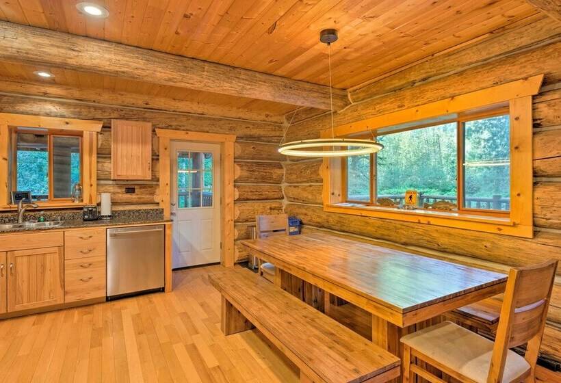 Riverfront Gold Bar Log Cabin Near Stevens Pass!
