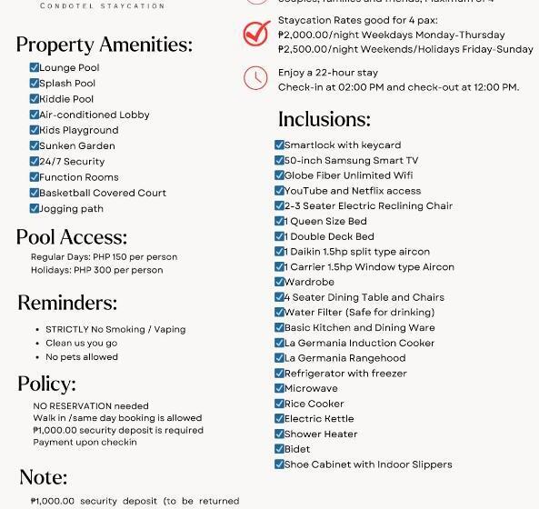 Vine Residences Tower 5 Unit 208 Euno Condotel Staycation