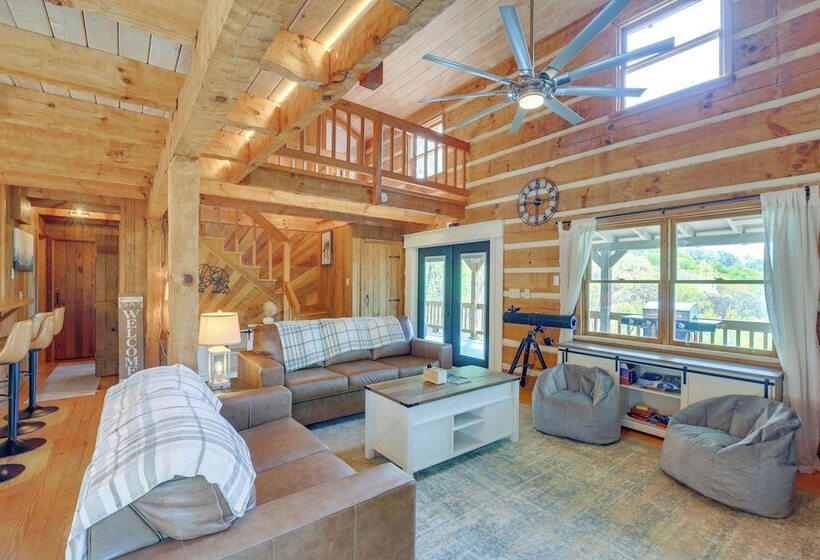 Ashe County Log Cabin: Mountain View Deck, Sauna