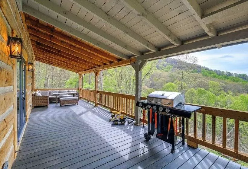 Ashe County Log Cabin: Mountain View Deck, Sauna