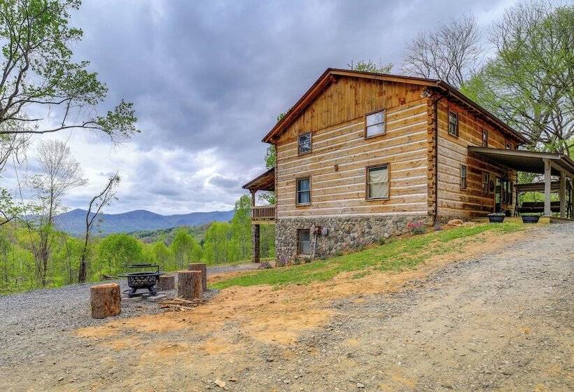 Ashe County Log Cabin: Mountain View Deck, Sauna