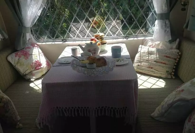 Kitty Unique 60s Caravan Set In Pretty Garden