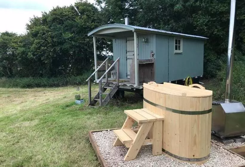 Charming Shepherds Hut With Wood Fired Hot Tub