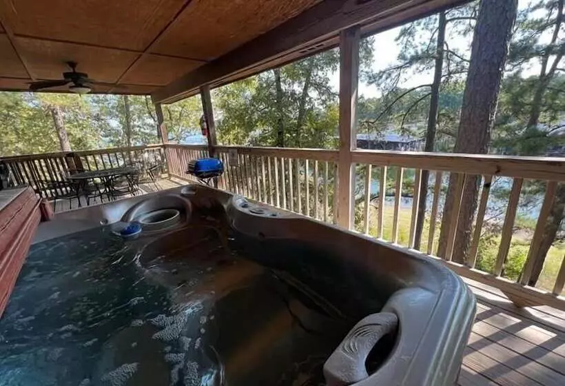 Lake View Two Bedroom, Two Bath Log Sided Cottage With Private Hot Tub Overlooking Lake Ouachita. By