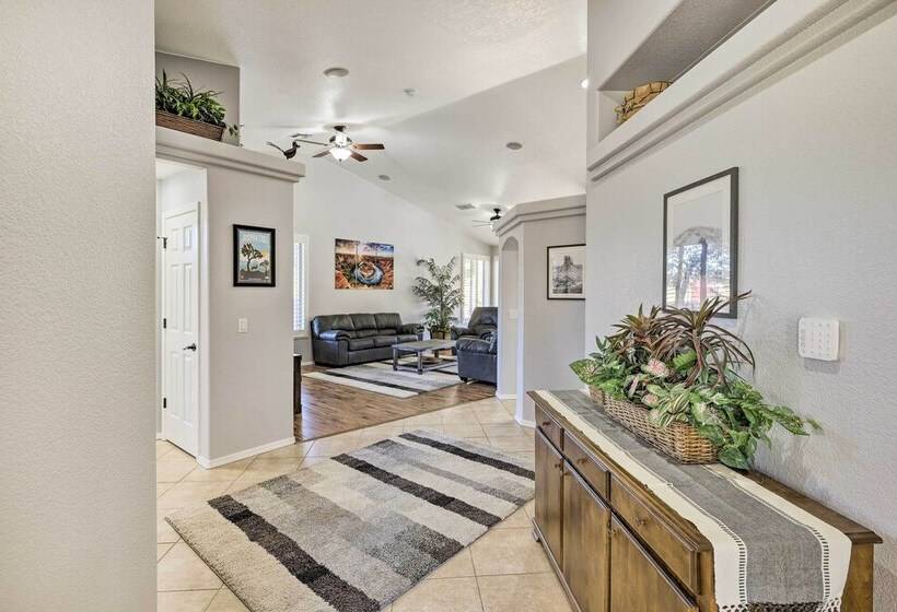 Bright Bullhead City Abode Fire Pit & Patio!