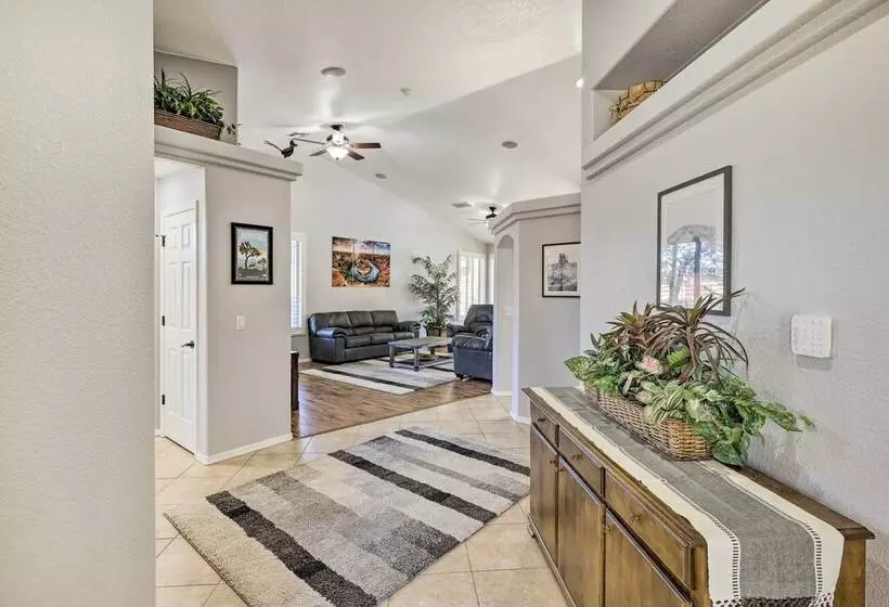 Bright Bullhead City Abode Fire Pit & Patio!
