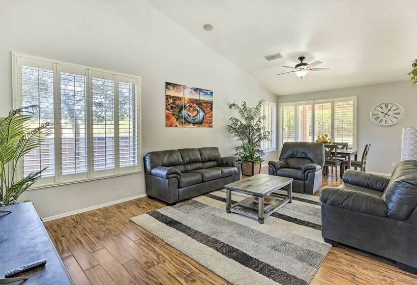 Bright Bullhead City Abode Fire Pit & Patio!