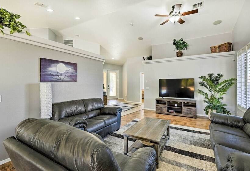 Bright Bullhead City Abode Fire Pit & Patio!