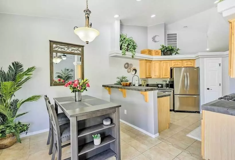 Bright Bullhead City Abode Fire Pit & Patio!