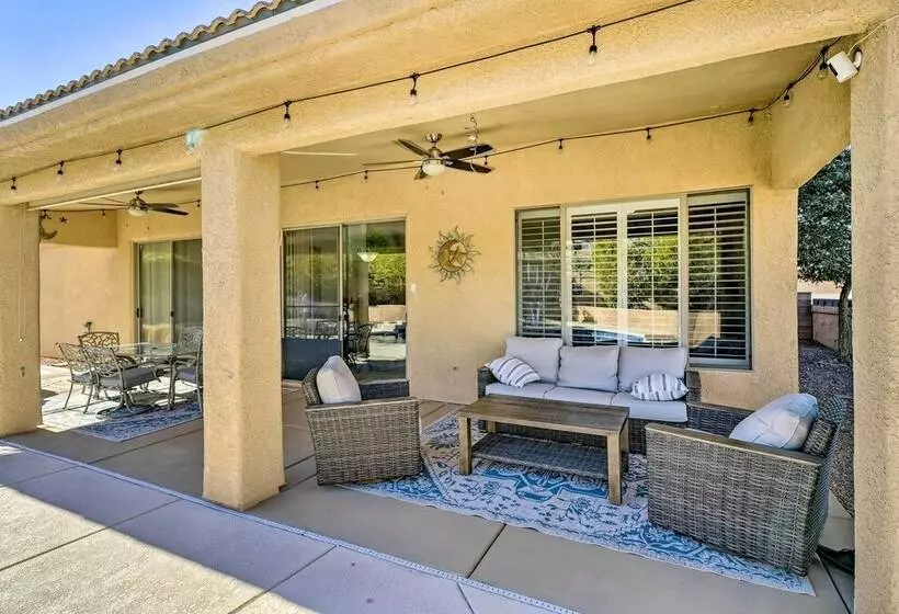 Bright Bullhead City Abode Fire Pit & Patio!