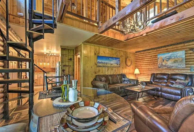 Alpine Adventures: Cozy Log Cabin W/ Deck & Views!