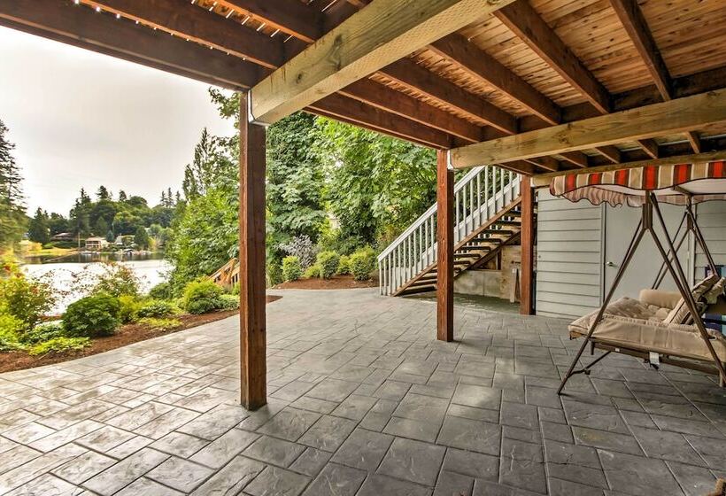 Lakefront Olympia Home W/ Private Dock + Views!