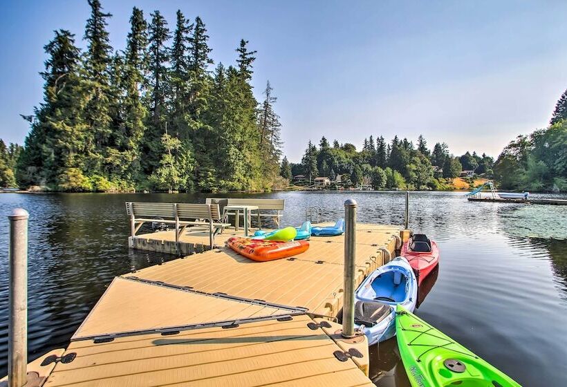 Lakefront Olympia Home W/ Private Dock + Views!