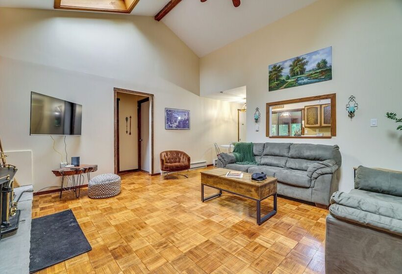 Furnished Deck + Fire Pit: Lake Wallenpaupack Home