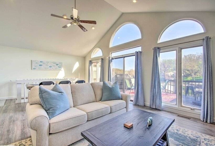 Boat Slip, Fire Pit: Lakefront Sunrise Beach Home!