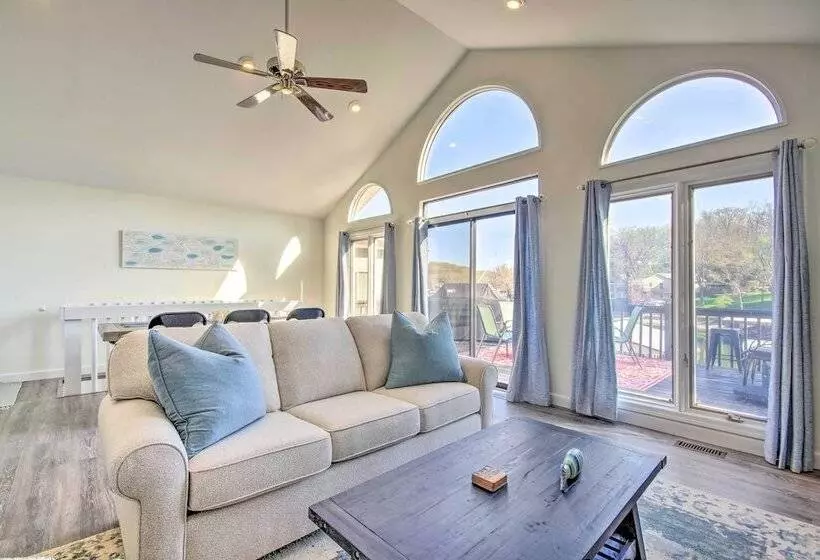 Boat Slip, Fire Pit: Lakefront Sunrise Beach Home!