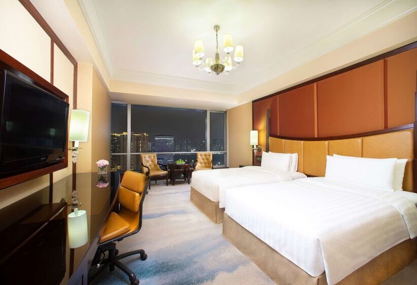 فندق Shangri La Wenzhou A Panoramic View Of The River, Adjacent To Wenzhou International Convention And E