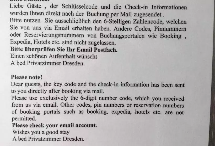 ホテル A Bed Privatzimmer Dresden Nichtraucherpension