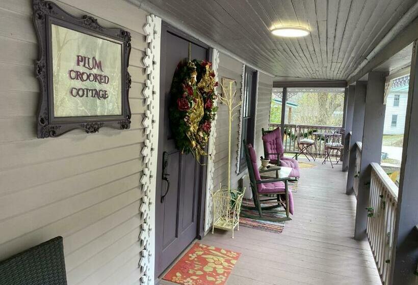 Plum Crooked Poets Cottage   Walk To Town   Luxury King Bed   Near Asheville   Excellent Wi Fi