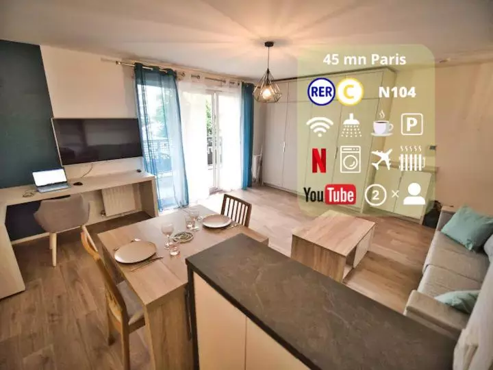 Disponible   Appartement Entier Neuf   8mn à Pied Rer C Paris, Parking Rue Gratuit, En Face Hôpital