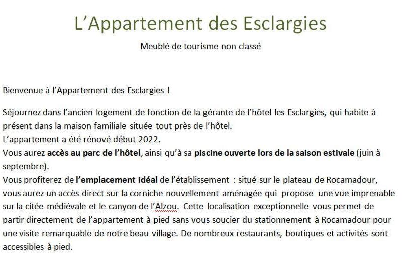 L Appartement Des Esclargies