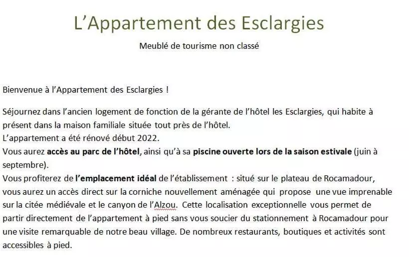 L Appartement Des Esclargies