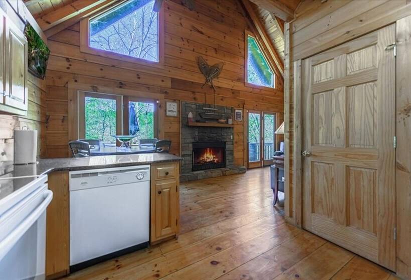 Alessandras Beautiful Rustic Chic Riverfront Cabin Fireplace Pet Friendly