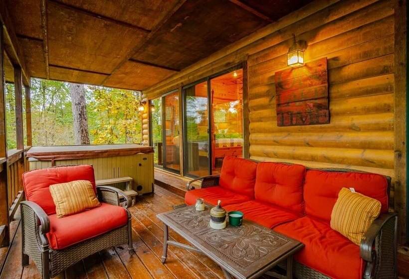 Crooked Pine Cabin With Swing And Hot Tub On The Deck By Redawning