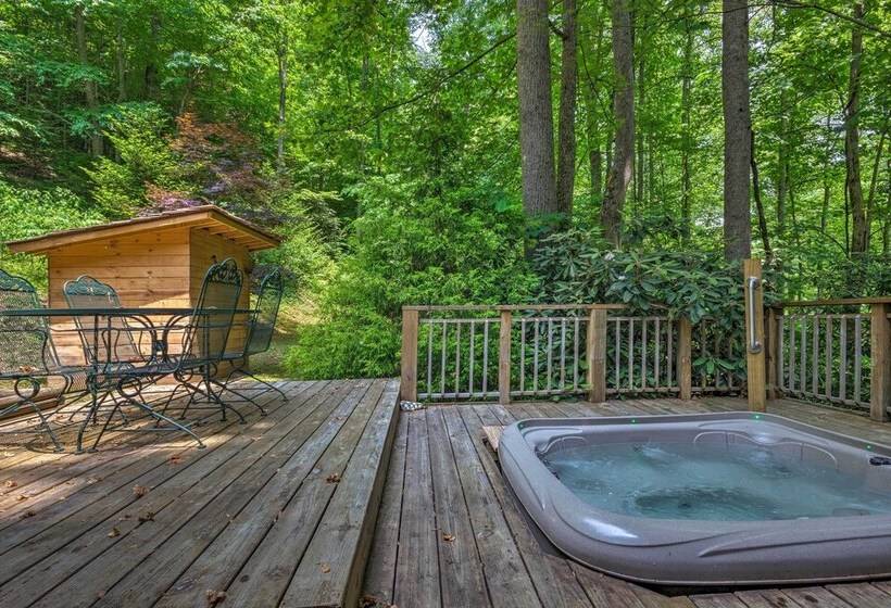 Streamside Bryson City Cabin W/ Hot Tub & Sauna