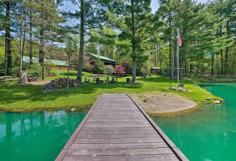 The Red Pine Cabin  W/ Private Pond & Dock!