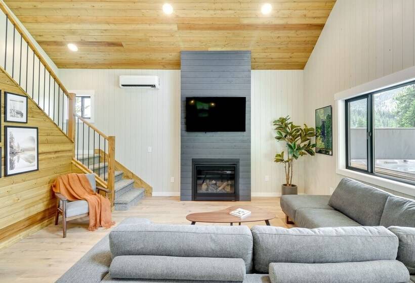 Modern Lakeside Cabin W/ Mountain Views & Hot Tub!