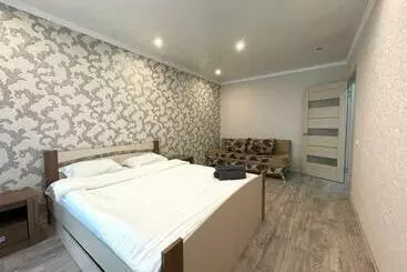 آپارتمان‌های توریست‌ها абая 35, центр, 1 комн. квартира целиком с белым постельным