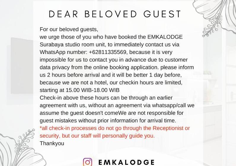 Emka Lodge Studio Room The Vertu Apartemen Ciputra World Surabaya