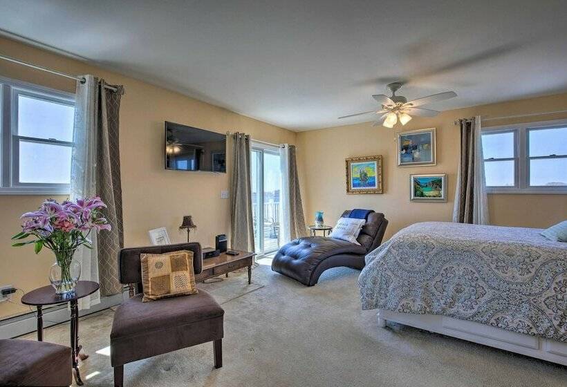 Waterfront Home W/ Large Deck & Dock On Narrow Bay