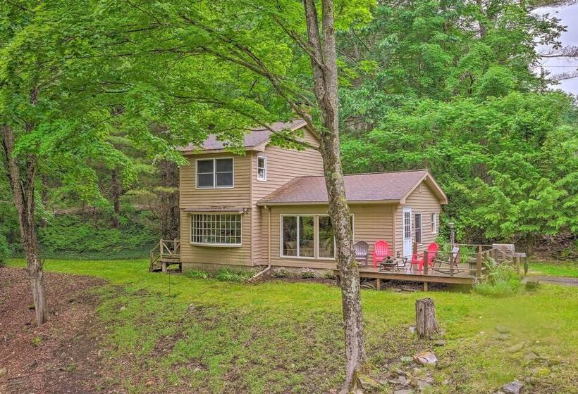 The Mill River Cabin W/ Fireplace & River View!