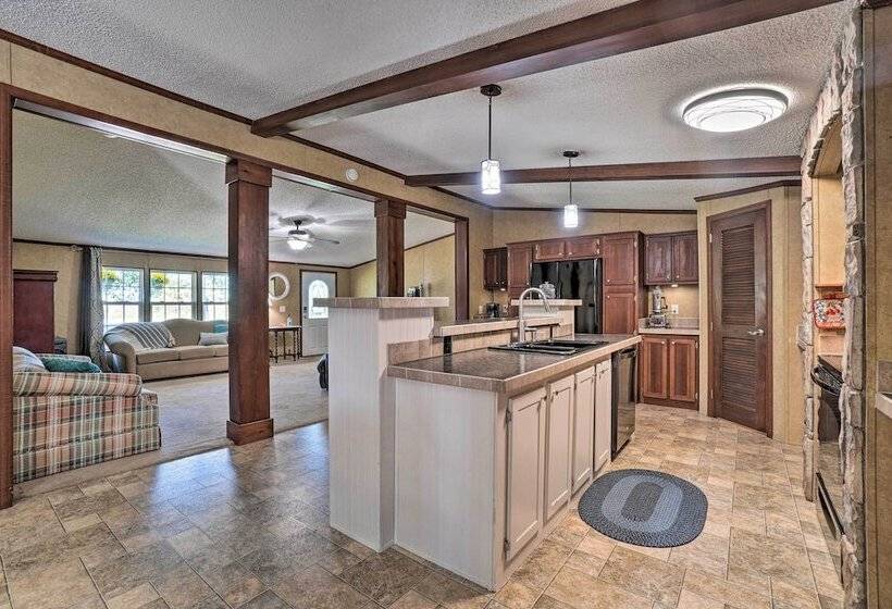 Monett Family Ranch Home W/ Fireplace & Huge Deck!