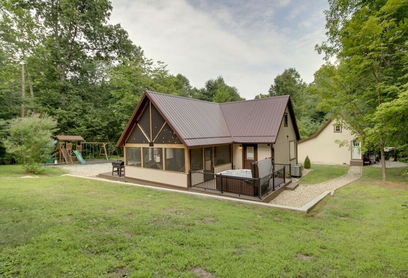 Family Friendly Indiana Cabin W/ Hot Tub & Decks