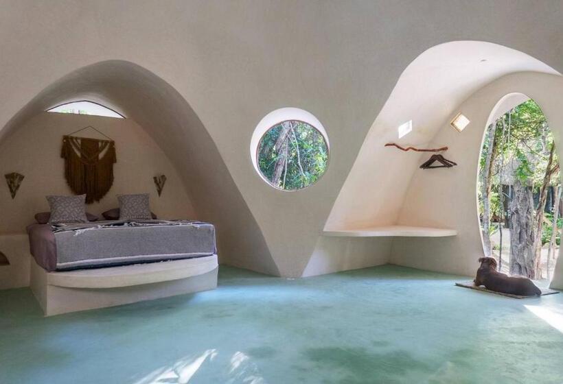 פנסיון Room In Lodge   Eco Lush Double Mayan Dome Cenote And Bikes
