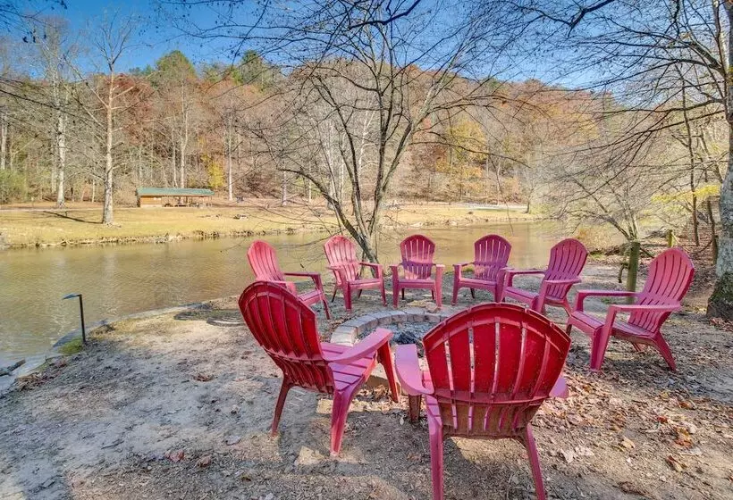 Riverfront Cabin W/ Wraparound Decks & Fire Pit!