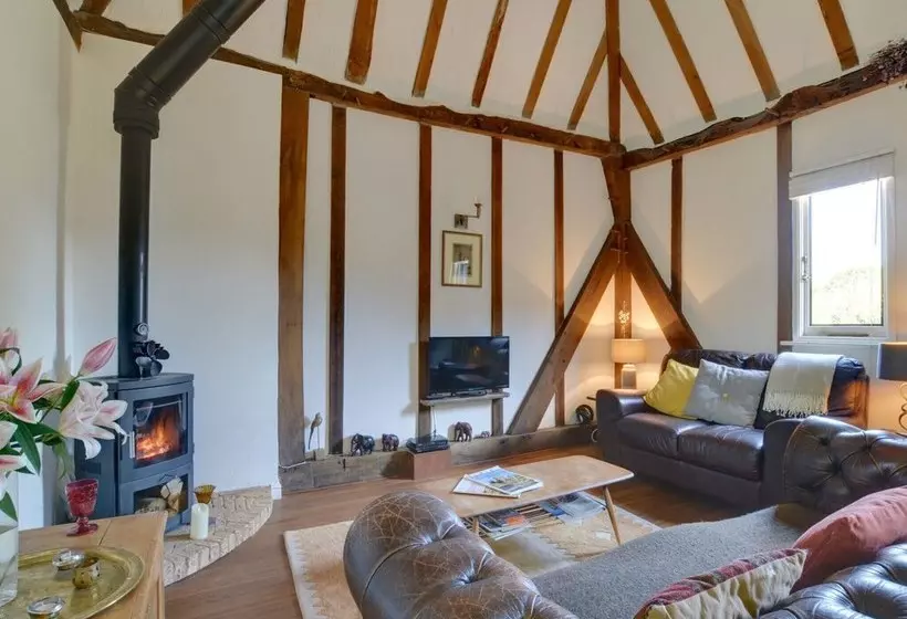 Converted Barn With Excellent Wooden Beams, High Ceiling And A Cosy Terrace