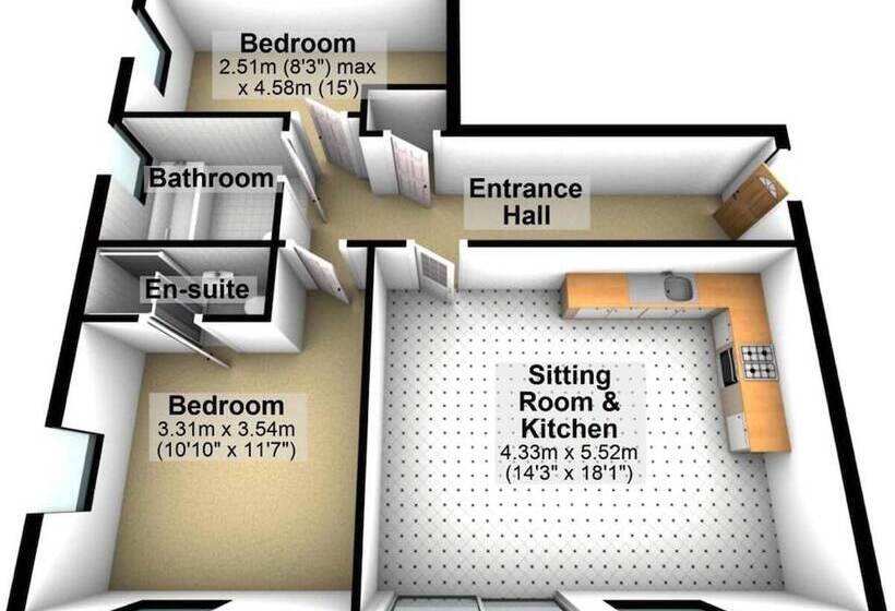 Toothbrush Apartments   2 Bed 2 Bath Apt