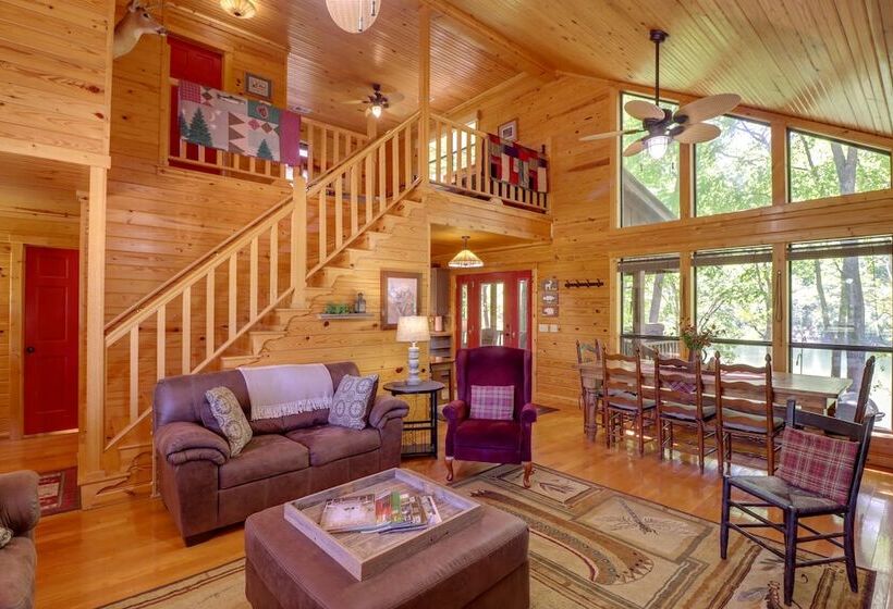 Roomy Riverfront Trout Valley Cabin W/ Porch!