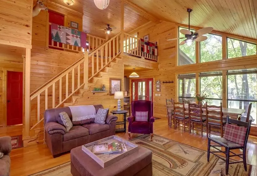 Roomy Riverfront Trout Valley Cabin W/ Porch!