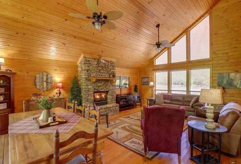 Roomy Riverfront Trout Valley Cabin W/ Porch!